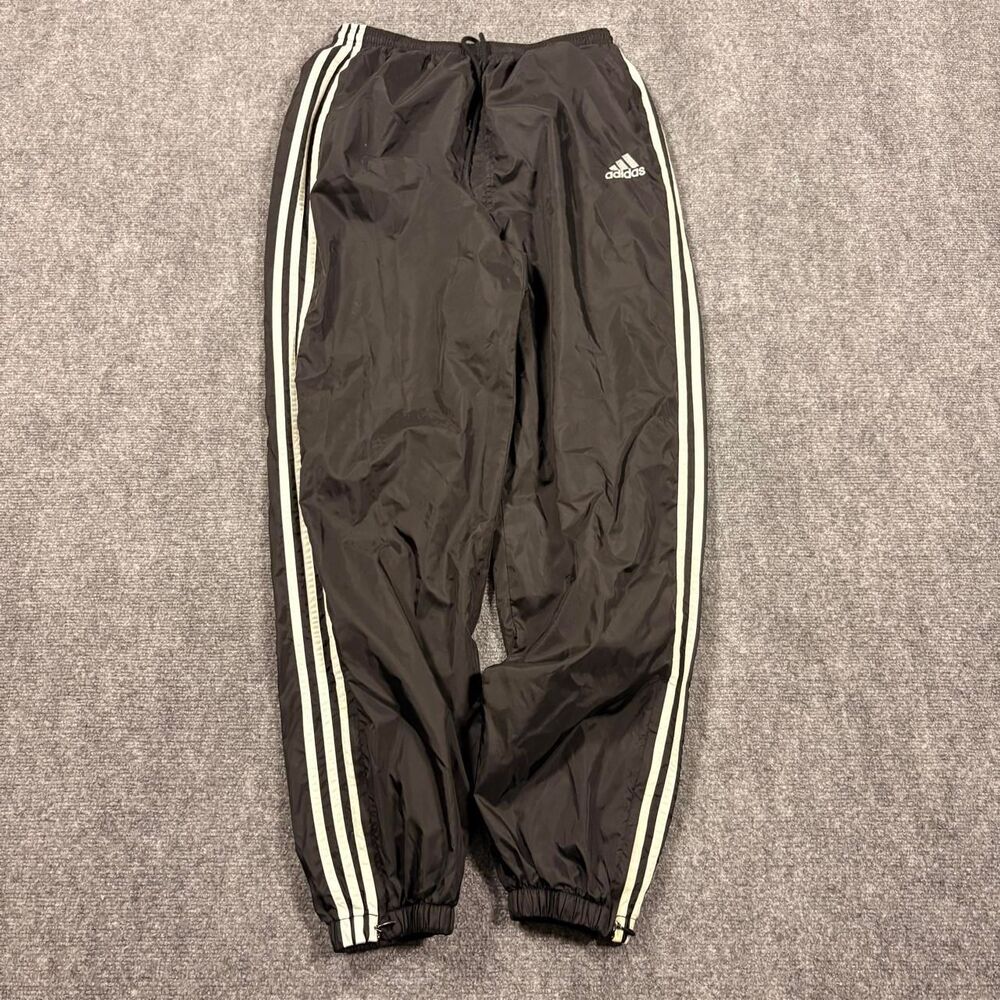 vintage 90s adidas flag tag three stripe cuffed nylon sweatpants